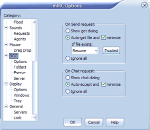 options dcc des transferts de fichiers via SysReset